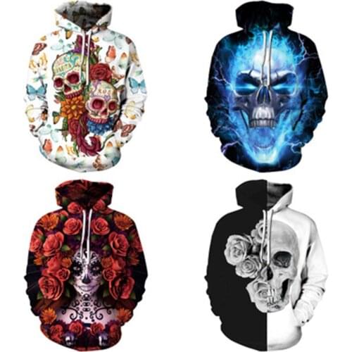 Unisex Couple Matching Creative Halloween Skeleton Hoodies 3D Sweatshirts Men Women Hooded Coat Streetwear Jackets Costume