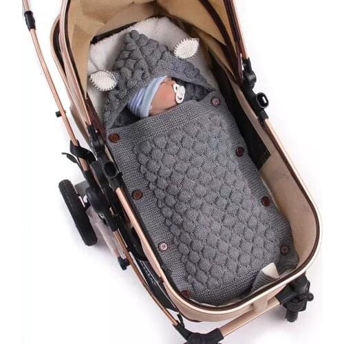 Newborn Baby Winter Warm Sleeping Bags Infant Button Knit Swaddle Wrap Swaddling Stroller Wrap Toddler Blanket Sleeping Bags