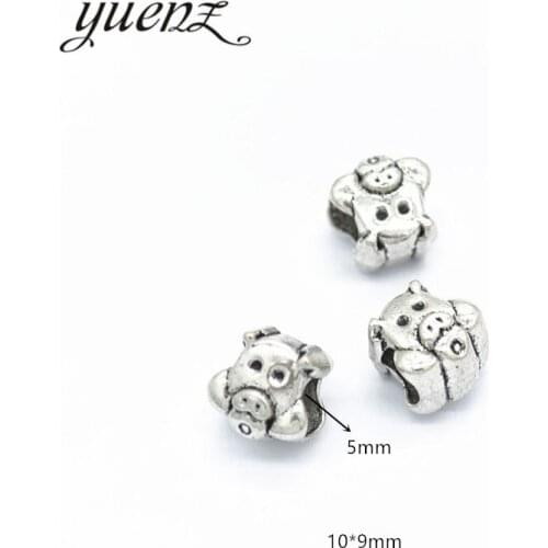 YuenZ 10pcs Antique Silver Color big hole pig Beads Spacers Beads Fit European Charm Jewelry Accessories DIY Findings R119