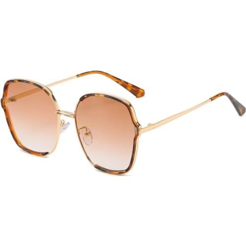 Fashionable Custom Logo Ladies Metal Oversized Frame Polarized Women Sun Glasses Sunglasses AS086