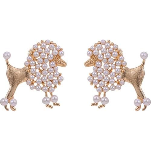 ZHINI New Cute Gold Color Sheep Shape Earrings for Women Fashion Charming Freshwater Pearls Earring Party Jewelry Gift pendiente