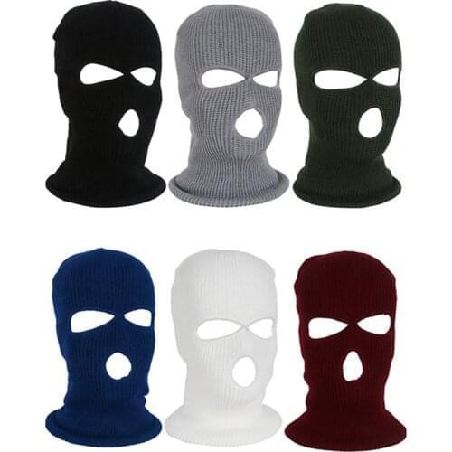 Unisex Winter Warm 3 Hole Ski Mask Balaclava Knitted Hat Face Shield Beanie Cap Outdoor Cycling Tactical Military Full Face Mask