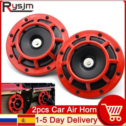 HD Red Hella Super Loud Compact Electric Blast Tone Air Horn 12V 115DB For Motorcycle Car 2pcs Speaker Horns Russian Warehouse