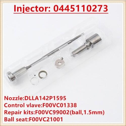 0445110273 injector overhaul repair kits nozzle DLLA142P1595 valve F00VC01338 for injection 504088755