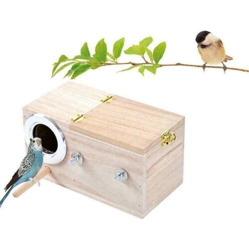 1 Pcs Wooden Bird Breeding Nest Box Parakeet Cockatiel Cage Nesting Breeding Pet Accessories Home Balcony Decoration