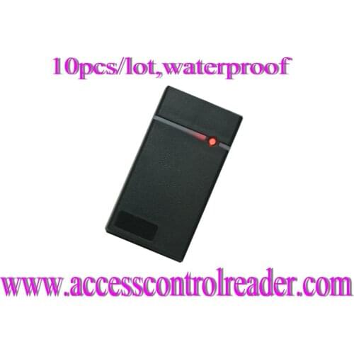 10pcs/lot + smallest case +Waterproof +125khz+EM-ID +weigand 26 proximity access control rfid card reader + one year warranty
