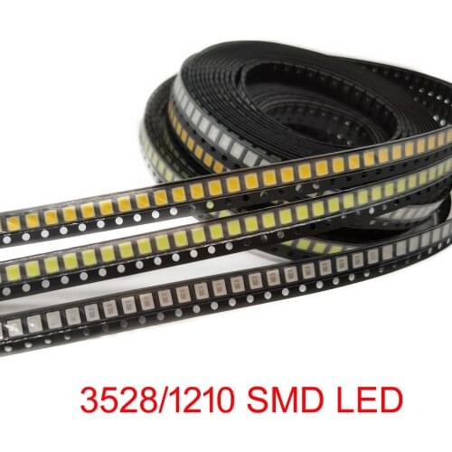 100pcs Super Bright 3528 1210 SMD LED Red/Green/Blue/Yellow/White LED Diode 3.5*2.8*1.9mm