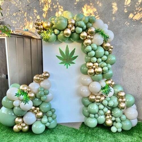 122pcs Retro Bean Green Balloon Garland Arch Kit Double Skin Latex Balloon Wedding Birthday Party Decor Baby Shower Globos