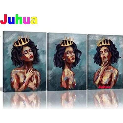 3 Pcs Diamond Painting Abstract Girl art,Africa woman Diamond Embroidery Full square round drilling 5d Diamond Mosaic Background