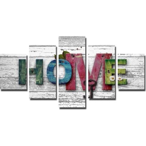 5 Pieces Letter Canvas Painting Love HOME Wall Art Canvas Prints Wall Pictures for Living Room Home Decor Wall Poster and Print