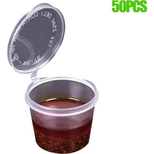 50 Pcs/Set 40ml Sauce Cup Transparent Plastic Disposable Sugar Ketchup Food Storage Container Salad Jam Dip Box With Lid FBE2