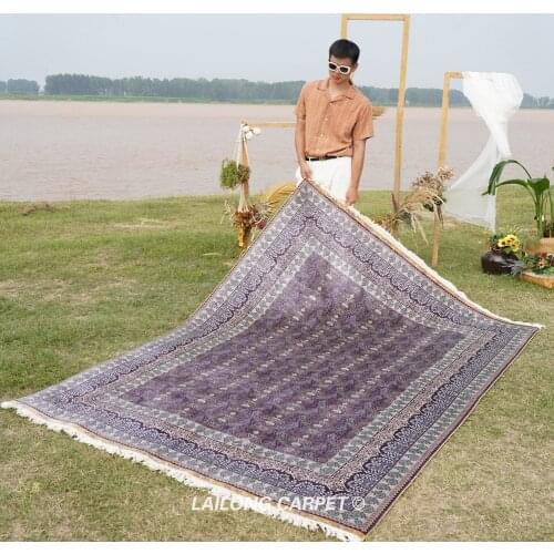 6'x8.5' Purple oriental area rugs handmade hand knotted iranian silk carpet (YL0250A)