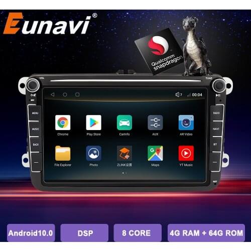 Eunavi Car Multimedia Player Android 10 For Volkswagen/Golf/Polo/Passat/b7/b6/SEAT/leon/Skoda 2Din Car Autoradio Radio Camera