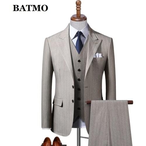 BATMO 2021 new arrival high qulaity striped suits men,casual two Splits suits ,625