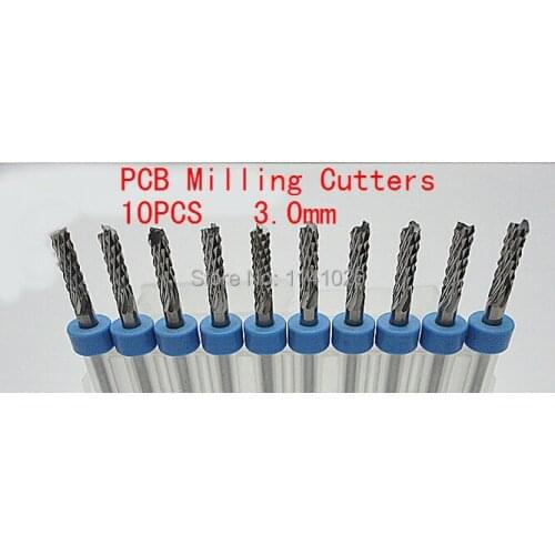 Free shipping 10pcs 3.0mm 3.175 shank Carbide End Mill Engraving Bits CNC Rotary Burrs Set corn milling cutter PCB router bits
