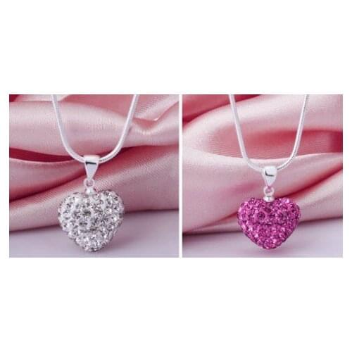 Ry34ing New Arrival Fashion White Rose Heart Pedant Necklace High Quality Ball Bead JEWELLRY crystal crystal