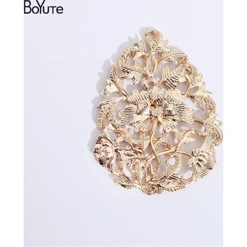 BoYuTe (20 Pieces/Lot) Metal Alloy 38*48.5MM Water Drop Flower Materials Vintage Diy Hand Made Jewelry Accessories