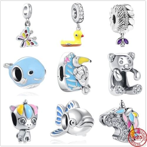 New 925 Sterling Silver DIY Bead Accessories Butterfly Whale Seagull Duck Charm fit Pandora charms Silver 925 Original Bracelet