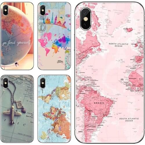 World travel map For Huawei P8 P9 P10 P20 P30 P Smart 2019 Honor Mate 9 10 20 8X 7A 7C Pro Lite Retail Silicone Phone Case