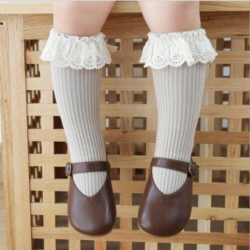 Lovely Newborn Kids Girls Ruffles Lace Knee-high Stockings Fashion Cute Baby Girls Princess Tights Stockings