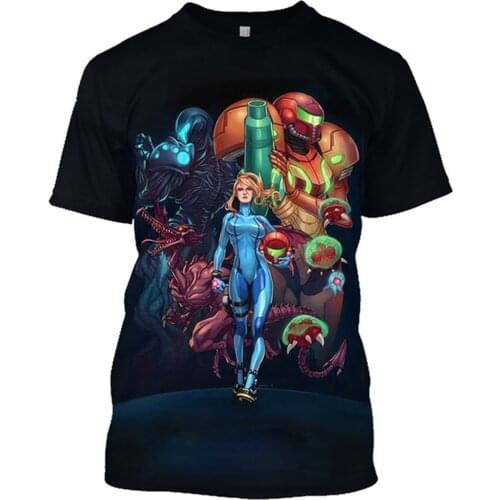 CLOOCL Anime METROID Printed T-shirts Men Samus Aran Sexy Girls T-shirt Harajuku Style Casual Men Clothing Homme T Shirt S-7XL