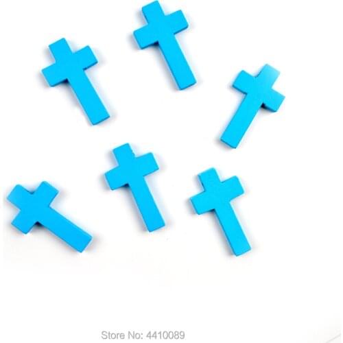 Wood Cross Blue Pink Color With Jesus Picture Normal Christ Crosses Wooden 42*24 mm