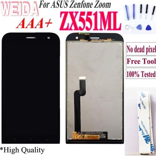 WEIDA display For Asus Zenfone Zoom ZX551ML LCD Display Touch Screen Digitizer Assembly Frame For ZX551ML ZOOM Z00XS LCD