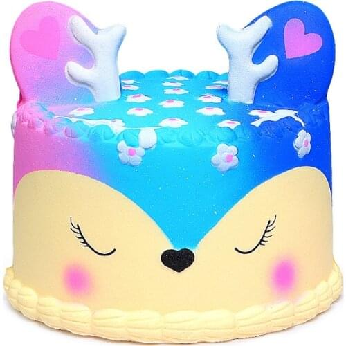 Jumbo Kawaii Cake Squishy Galaxy Deer Squishies Cream Scented Slow Rising Kid Toy Phone Strap Squeeze Toys for Kids Gift 10*10CM