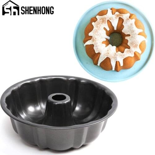 SHENHONG Cheesecake Mould Carbon Steel Muffin Pan Food Grade Gray Fluted Tube Cake Mold Kitchen Bakeware Dessert Baking Tools