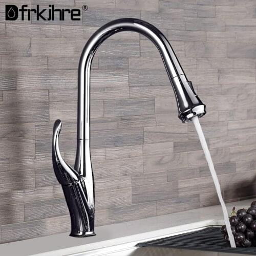Chrome Pull Out Kitchen Faucets Matte Black Single Handle Hot Cold Water Mixer Tap 360 Rotation Kitchen Water Tap For Kitchen
