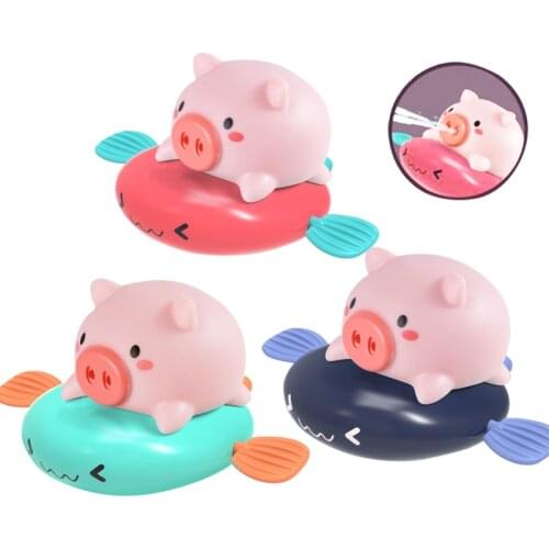 Bath Toys Cute Cartoon Animal Pull the bath toy pig Classic Baby Water Toy Infant Swim Wound-up Chain Clockwork Kids Beach Toy
