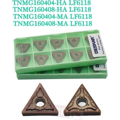 10pcs TNMG160404 TNMG160408 HA MA LF6118 DESKAR Carbide Insert Metal Cutter tool CNC Lathe Turning Tool For Stainless Steel