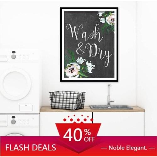 Canvas Painting Wash and Dry Sign Prints Blackboard Style Poster Laundry Decoration Picture French Country Wall Art Home Decor