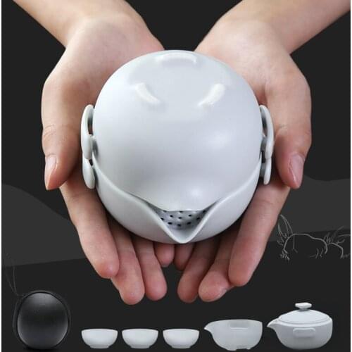 Ceramic teapot gaiwan with 2 cups a tea sets portable travel tea set drinkware