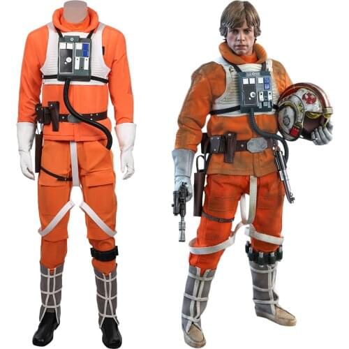 Star cosplay Wars Skywalker Pilot Luke Cosplay Jumpsuit Uniform Outfits Halloween Carnival Suit men