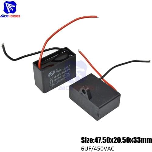Diymore CBB61 AC 450V 6μF±5% Capacitance 50/60Hz 2 Wires Running Capacitor for Air Conditioner Fan Motor
