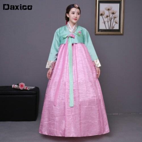 Korean Traditional Hanbok Dress for Women Asian Ancient Korea Palace Princess Cosply Costume Minority Stage Folk Dance Wear