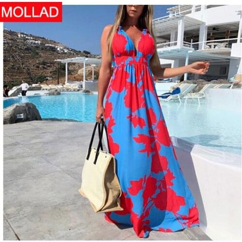 2021 Summer AliExpress Hot Sale European and American Style Fashion Printing Slip Dress Long Dress
