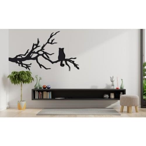 METAL WALL DECOR, A Beautiful Artwork for Wall Decor, Metal Wall Decor with Cat Pattern Waiting on Branch,Black Color and High Q