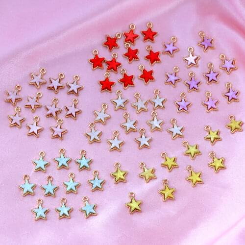 Multicolor Acrylic Enamel Small Stars Charms Pendant Sweet Alloy Pendant 10Pcs Wholesale For DIY Jewelry Handmade Accessories