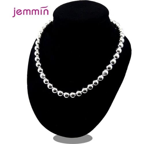 Fashion Jewelry Accessory Polished Beads Chain Necklaces Sparkling Genuine 925 Sterling Silver Chain Necklaces Drop Shipping