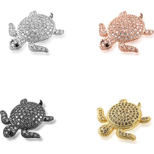 Trendy Fashion Jewelry Raw Material Pavé Crystal Turtle Shape DIY Bracelet Necklace Accessories Wholesale