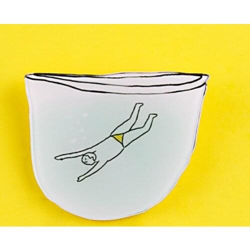 Man In The Bowl Acrylic Brooches For Jeans Jacket Icon On The Backpack Enamel Pins Lapel Pin Bags Badge Gifts Paired Jewelry