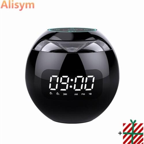 2021 New Bluetooth Speaker Portable with LED Light FM Radio Boombox Alarm Clock Timer Music Small steel cannon Bass Loudspeaker