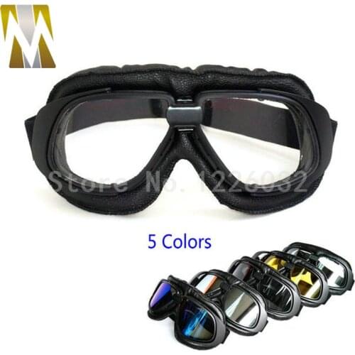 New Goggles Sun Glasses Motocross Vintage Pilot Motorcycle Biker Cruiser Helmets Cycling Black Leather Eyewear