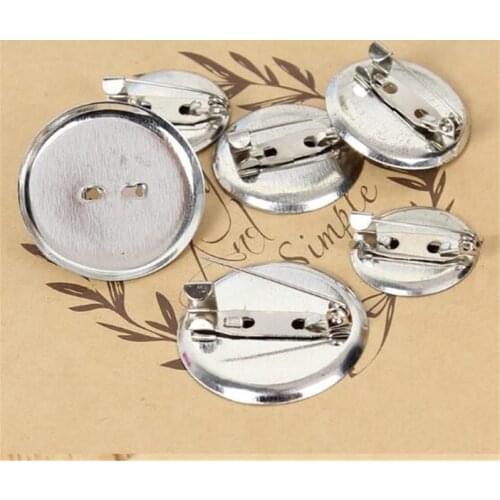 BASEHOME 10pcs Brooch Blank Settings Cabochon Base Bezel For 20mm 25mm 30mm Cabochons Cameo DIY Brooches Findings