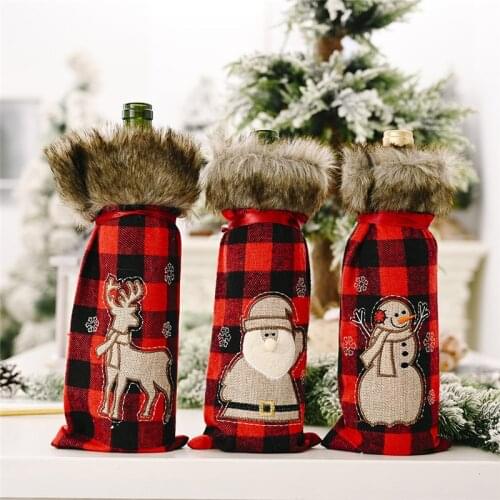 Christmas Decorations For Home Table Decor Wine Bottle Dust Cover Champagne Bottle Cover Kids Gift Bags For 2021Navidad New Year