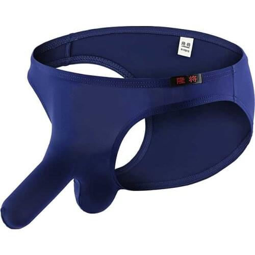 Super Sexy Men Ice Silk Underwear Male Cool Sexy Elephant Nose Big Pouch Briefs Panties Man Solid Underpants Clothing