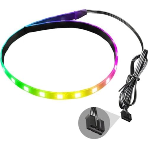 Coolmoon PC RGB LED Strip Light for Motherboard with 4 Pin RGB /5V ARGB Header Computer Case DIY Lighting 1.3ft