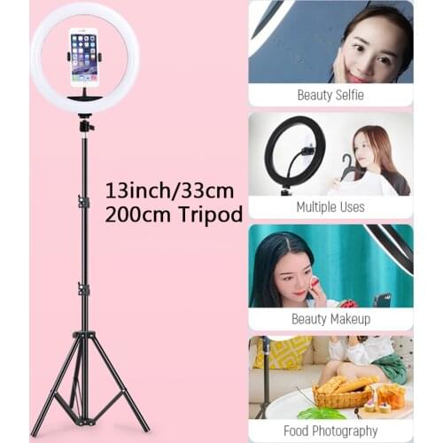 33cm 26cm LED Selfie Ring Light With Tripod Holder Phone Camera Holder Photography Lighting For Phone Youtube VK Tiktok Video